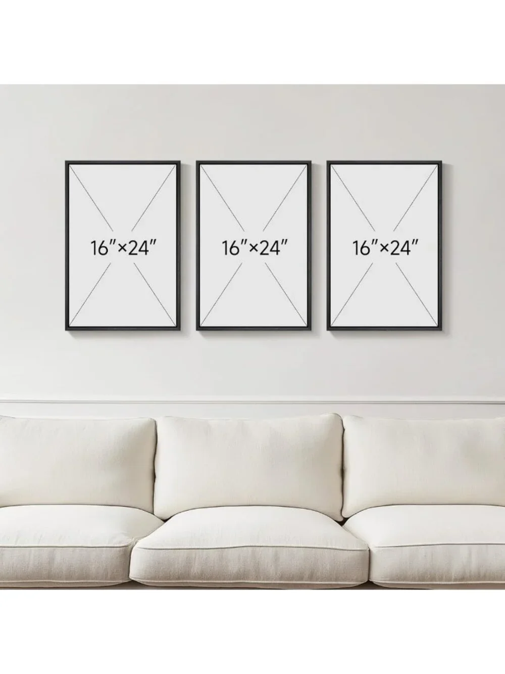 Set of 3 Framed Modern Minimalist Neutral Abstract Wall Art Prints, 16x24 In